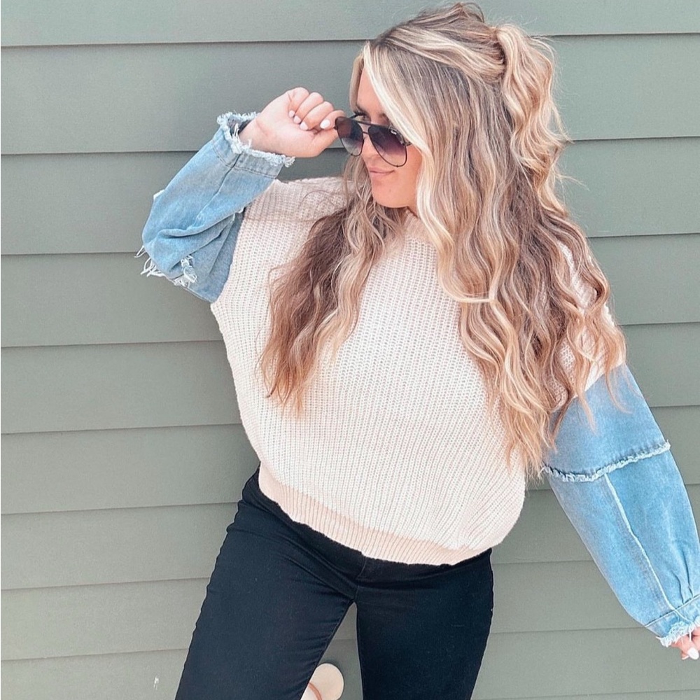 “The Tall Tee Sweater” - Denim Sweater